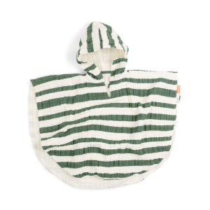 Badponcho GOTS Stripes Green 1-2 år