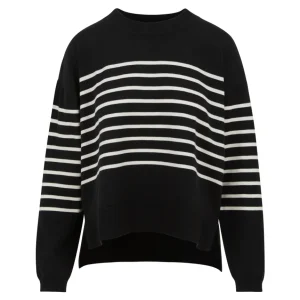 CC HEART COLLINS BEKVÄM RANDIG TRÖJA - Black/Creme stripes