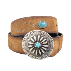 Gianni Franco - Handgjort Läderbälte - Rund Buckle - 422 - Brun
