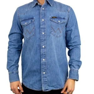 Wrangler - Western Jeansskjorta - Ljusblå