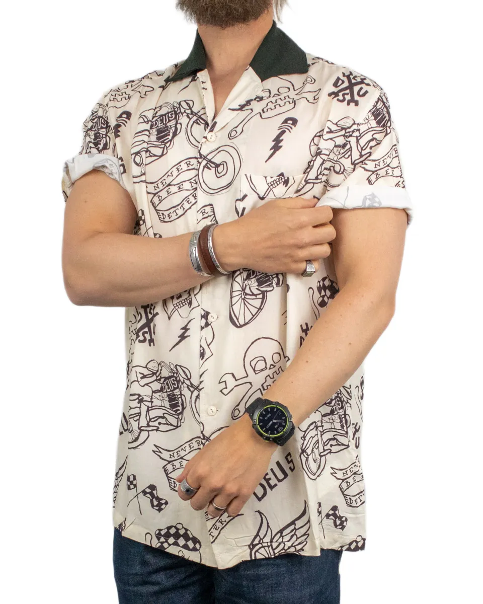 Deus Ex Machina - Kortärmad Skjorta - Doodle Shirt - Benvit - Bild 3