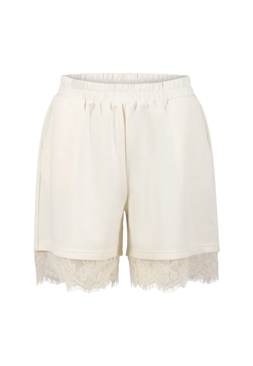 Sweat shorts with lace - Sille fit - Creme