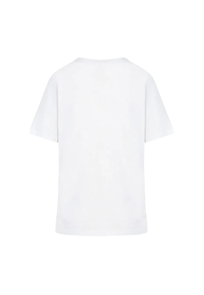 T-shirt med pärlhjärta patch - Mitärm - White - Bild 6