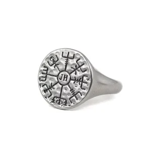 Jernhest - Leko Ring - Silver - Vegvisir vintage look