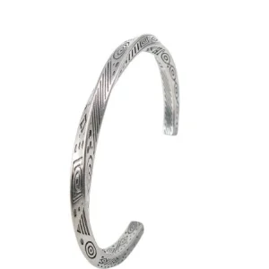 Jernhest - Tomb Armband - Skruvad Armlänk - Opolerad Silver