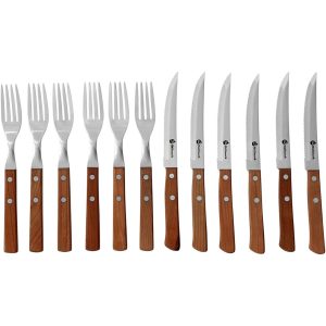 Grillbestick 12 delar BBQ Cutlery Set Wood S/S Steel